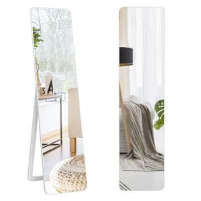 Gymax Full Length Floor Mirror Frameless Wall Mounted Mirror Bedroom Bathroom White