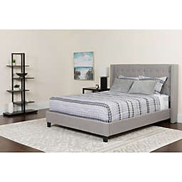 Flash Furniture Riverdale Full Size Tufted Upholstered Platform Bed in Light Gray Fabric with Memory Foam Mattress