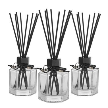 Whole HOUSEWARES Diffuser with Sticks Set of 3 4oz Empty Refillable Glass Aromatherapy Diffuser Bottles with Leather Cord and 24pcs Black Fiber Sticks Reed Diffuser Bottle for Essential Oils. View a larger version of this product image.