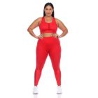 Alternate image 0 for White Mark Women's Plus Size Racer Back Sports Bra & Mesh Leggings Set