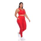 Alternate image 1 for White Mark Women's Plus Size Racer Back Sports Bra & Mesh Leggings Set