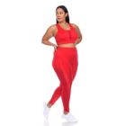 Alternate image 3 for White Mark Women's Plus Size Racer Back Sports Bra & Mesh Leggings Set