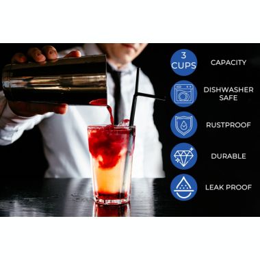 Touch of Mixology Stainless Steel 25OZ (750ML) Cocktail Shaker with Built-In Strainer. View a larger version of this product image.