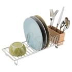 Alternate image 2 for mDesign Compact Countertop, Sink Dish Drying Rack, Bamboo Caddy