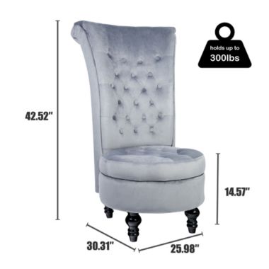 Tolead Royal Velvet High Back Armless Chair, Retro Elegant Luxury Throne Chair, Upholstered. View a larger version of this product image.