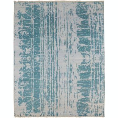 Dark Teal Abstract 8X10 Oriental Modern Rug. View a larger version of this product image.