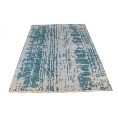 Dark Teal Abstract 8X10 Oriental Modern Rug. View a larger version of this product image.