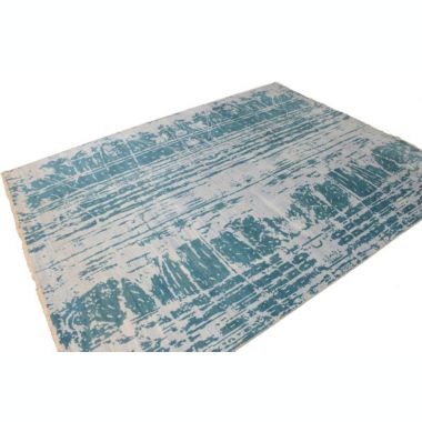 Dark Teal Abstract 8X10 Oriental Modern Rug. View a larger version of this product image.