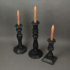 Alternate image 1 for Things2Die4 Set of 3 Charcoal Wooden Candle Holder Tapers Candlestick Centerpiece Home Decor