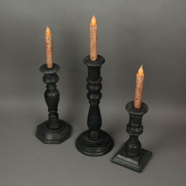 Things2Die4 Set of 3 Charcoal Wooden Candle Holder Tapers Candlestick Centerpiece Home Decor. View a larger version of this product image.
