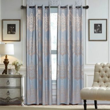 Dolce Mela Home Decorative Damask Jacquard Grommet Semi-Blackout curtain Panel, Tall 60x100, Nantes By Dolce-Mela. View a larger version of this product image.