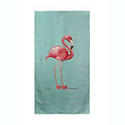 Betsy Drake Pink Flamingo on Aqua Beach Towel