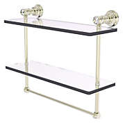 Allied Brass Carolina Crystal Collection 16 Inch Double Glass Shelf with Towel Bar