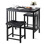 Costway 3 PCS 32.5&#39;&#39; Black Dining Set Table and 2 Chairs Kitchen Bar