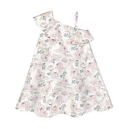 Hope & Henry Girls' One Shoulder Flounce Dress (Pale Pink Outline Rose, 3)