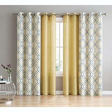 GoodGram 4 Pack GoodGram Home Geometric & Solid Grommet Curtains - 38 in. W x 96 in. L, Yellow. View a larger version of this product image.