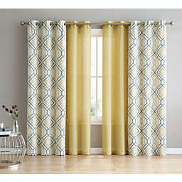 GoodGram 4 Pack  GoodGram Home Geometric & Solid Grommet Curtains - 38 in. W x 96 in. L, Yellow
