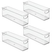 mDesign Plastic Storage Organizer Bin with Handles for Closets - Clear, Pack of 4