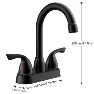 Vanity Krafters Bianca Surface Mounted 2 Handles Bathroom Faucet with Drain Kit Included in Matte Black. View a larger version of this product image.