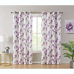 THD Jade Floral Textured Sheer Grommet Panels - Purple