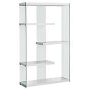Monarch Specialties I 3290 Bookcase - 60&quot;H / Glossy White With Tempered Glass