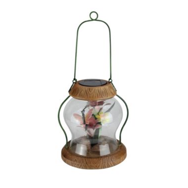 CC Outdoor Living 7" LED Lighted Solar Powered Outdoor Garden Lantern with Flowers. View a larger version of this product image.