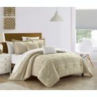 Alternate image 2 for Chic Home Jane Comforter Set Clip Jacquard Geometric Quatrefoil Pattern Design Bedding - Decorative Pillows Shams Included - 5 Piece - King 104x90", Beige