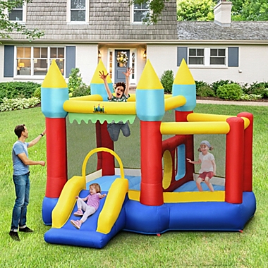 Gymax Inflatable Bounce House Slide Jumping Castle Ball Pit Tunnels Without Blower. View a larger version of this product image.