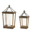Alternate image 0 for Melrose Set of 2 Brown and Clear Contemporary Lantern Tabletop Decors 30.5"