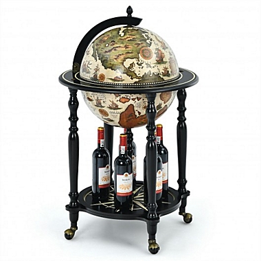 Costway 16th Century Nautical Chart Wine Cabinet with Wheels. View a larger version of this product image.