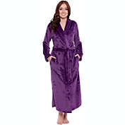 Silver Lilly  Womens Robe - Plush Fleece Bathrobe - Full Length Robe Dark Purple, Small-Medium