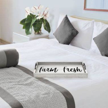 Elegant Designs Decorative Wood Serving Tray with Handles, 15.50" x 12", "Farm Fresh". View a larger version of this product image.