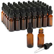 Juvale 0.5 oz Amber Glass Dropper Bottles 48 Count with 6 Funnels (15 ml, 54 Pieces)