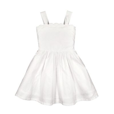 Hope & Henry Girls&#39; Scallop Edge Summer Dress (White Swiss Dot, 2T)