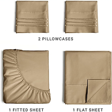 CGK Unlimited 4 Piece Microfiber Sheet Set - Queen - Beige. View a larger version of this product image.