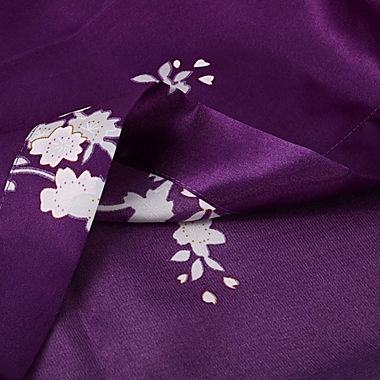 PiccoCasa Women&#39;s Printing Peacock Soft Satin Robe, Kimono Robe Medium Sleeve Silk Bridal Dressing Gown Wedding Bride Bridesmaid Bathrobe Dark Purple XL. View a larger version of this product image.
