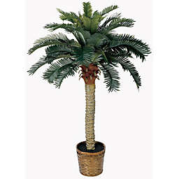 Nearly Natural 4' Artificial Sago Silk Palm Tree with Wicker Basket