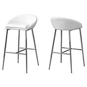 Contemporary Home Living Set of 2 White Contemporary Upholstered Bar Height Barstools with Back 35.75"