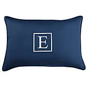Outdoor Living and Style 20" Navy Blue and White Embroidered Monogram "E" Rectangular Lumbar Pillow