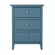 Passion Furniture Daniel 3-Drawer Teal Nightstand (25 in. H x 15 in. W x 19 in. D)