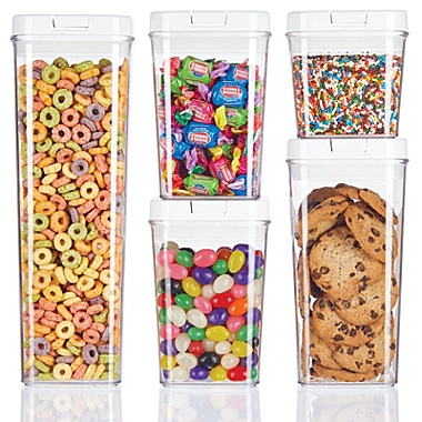 mDesign Airtight Food Storage Container with Lid for Kitchen, Set of 5 - Clear. View a larger version of this product image.
