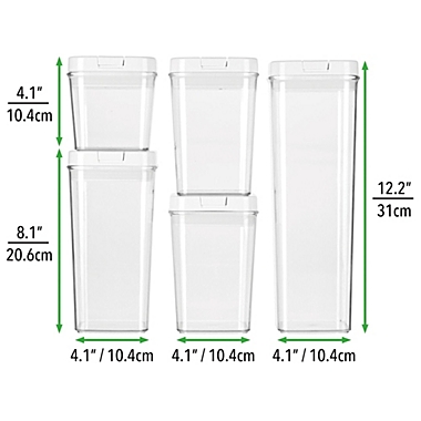 mDesign Airtight Food Storage Container with Lid for Kitchen, Set of 5 - Clear. View a larger version of this product image.