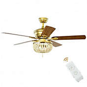 Costway 52" Retro Ceiling Fan Light with Reversible Blades Remote Control-Golden