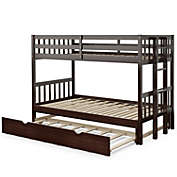 Slickblue Twin Pull-Out Bunk Bed with Trundle Wooden Ladder-Espresso