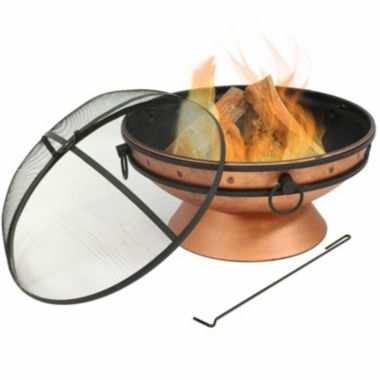 Slickblue Cauldron Steel Wood Burning Fire Pit with Spark Screen. View a larger version of this product image.