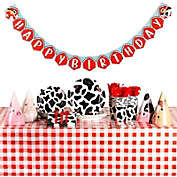 Blue Panda Farm Animals Birthday Party Pack, Hats, Banner, Tablecloths (Serves 24, 195 Pieces)