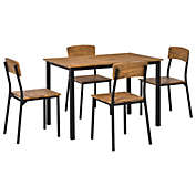 HOMCOM 5 Piece Modern Industrial Dining Table and Chairs Set for Small Space, kitchen, Dining room