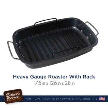 Baker's Secret Heavy Gauge Roaster Rack, 0.9mm Carbon Steel, Non-stick Coating, Essentials Line, Dark Gray. View a larger version of this product image.