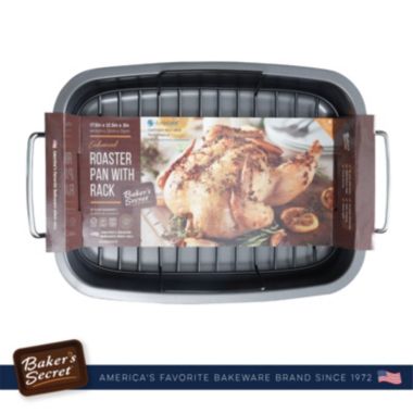 Baker's Secret Heavy Gauge Roaster Rack, 0.9mm Carbon Steel, Non-stick Coating, Essentials Line, Dark Gray. View a larger version of this product image.