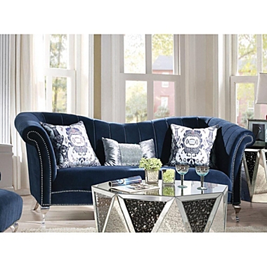 Yeah Depot Jaborosa Sofa w/3 Pillows in Blue Velvet. View a larger version of this product image.